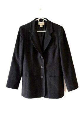 Eddie Bauer Dark Gray Fully Lined Wool Blazer